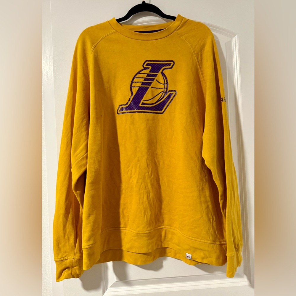 Majestic Yellow Lakers Crewneck Sweater. 2016 official game merchandise!